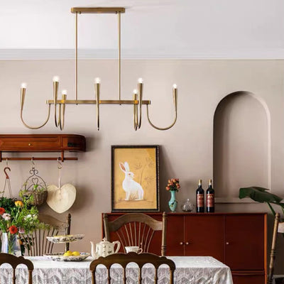 Contemporary Industrial Stripe Hardware 8-Light Island Light Chandelier For Dining Room