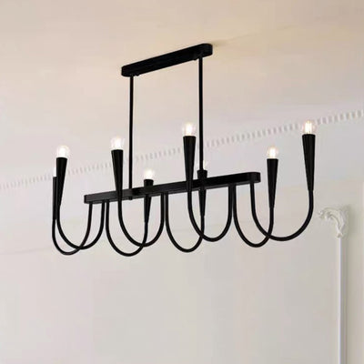 Contemporary Industrial Stripe Hardware 8-Light Island Light Chandelier For Dining Room