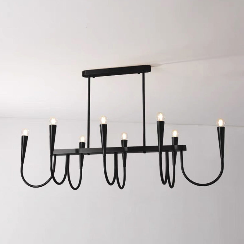 Contemporary Industrial Stripe Hardware 8-Light Island Light Chandelier For Dining Room