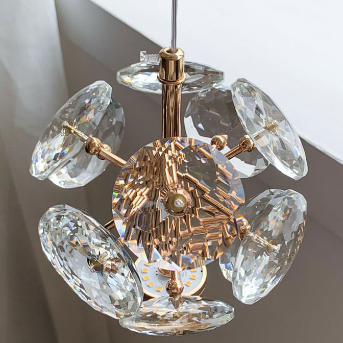 Contemporary Luxury Globe Steel Crystal LED Pendant Light For Living Room