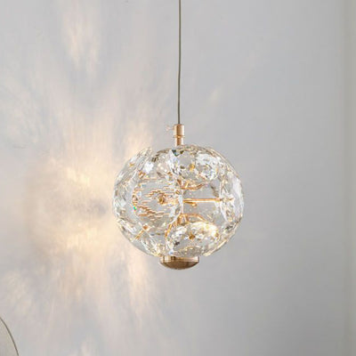 Contemporary Luxury Globe Steel Crystal LED Pendant Light For Living Room