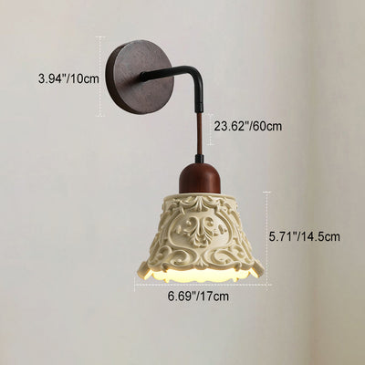 Contemporary Nordic Dome Resin Wood 1-Light Wall Sconce Lamp For Living Room