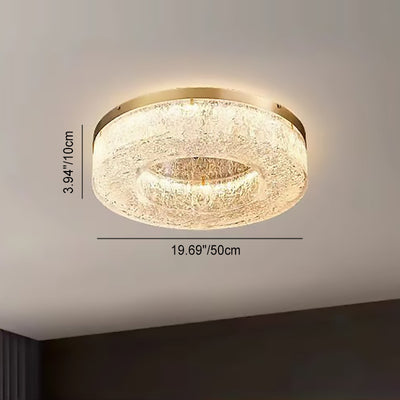 Contemporary Luxury Round Copper Steel Resin LED Flush Mount Ceiling Light For Living Room