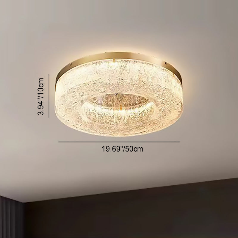 Contemporary Luxury Round Copper Steel Resin LED Flush Mount Ceiling Light For Living Room