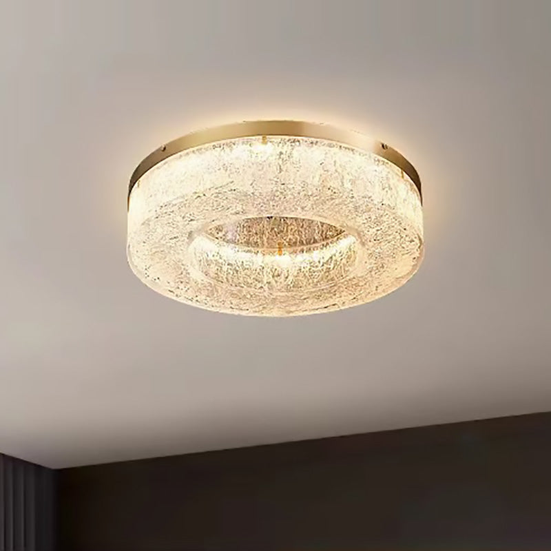 Contemporary Luxury Round Copper Steel Resin LED Flush Mount Ceiling Light For Living Room