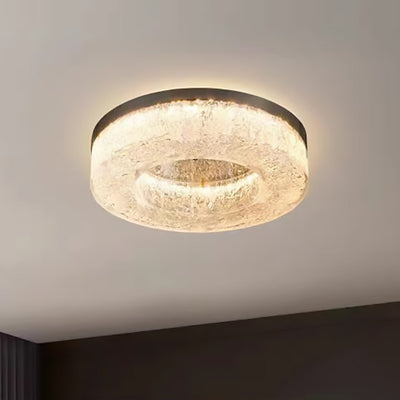 Contemporary Luxury Round Copper Steel Resin LED Flush Mount Ceiling Light For Living Room