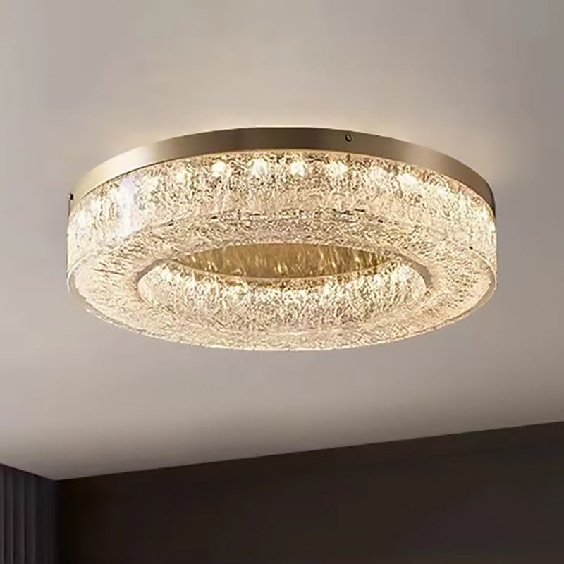 Contemporary Luxury Round Copper Steel Resin LED Flush Mount Ceiling Light For Living Room