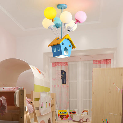 Contemporary Creative House Wood Acrylic Iron 7-Light Kids Chandelier For Bedroom