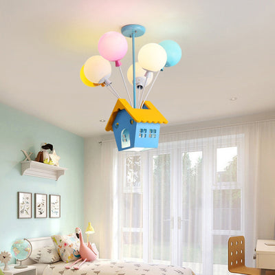 Contemporary Creative House Wood Acrylic Iron 7-Light Kids Chandelier For Bedroom