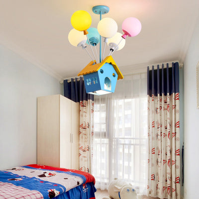 Contemporary Creative House Wood Acrylic Iron 7-Light Kids Chandelier For Bedroom