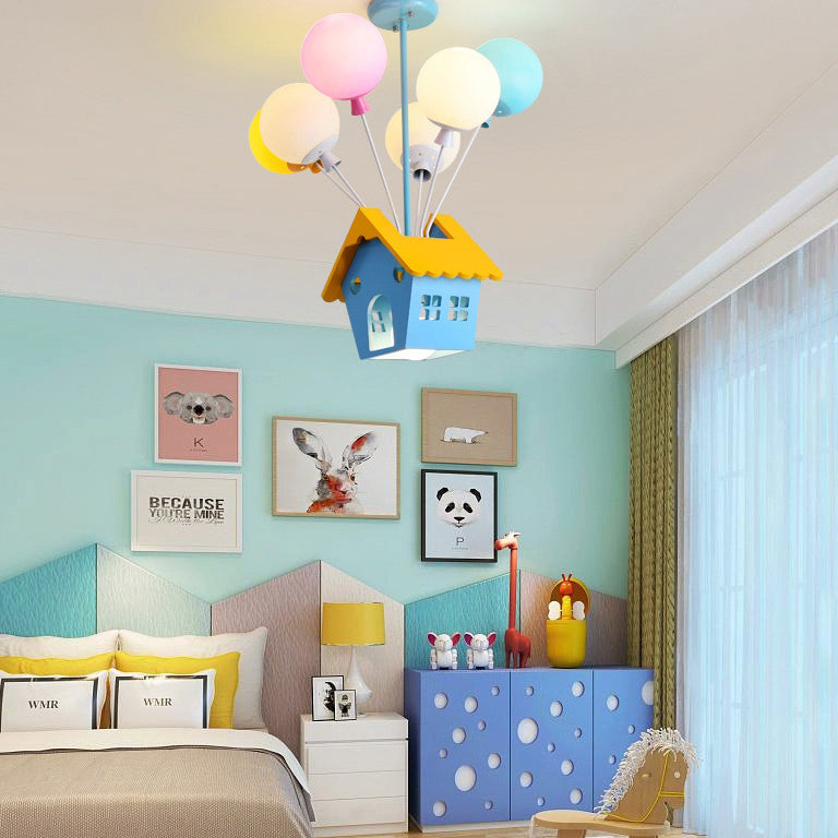 Contemporary Creative House Wood Acrylic Iron 7-Light Kids Chandelier For Bedroom