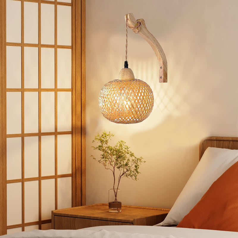 Traditional Chinese Oval Copper Bamboo 1-Light Wall Sconce Lamp For Living Room