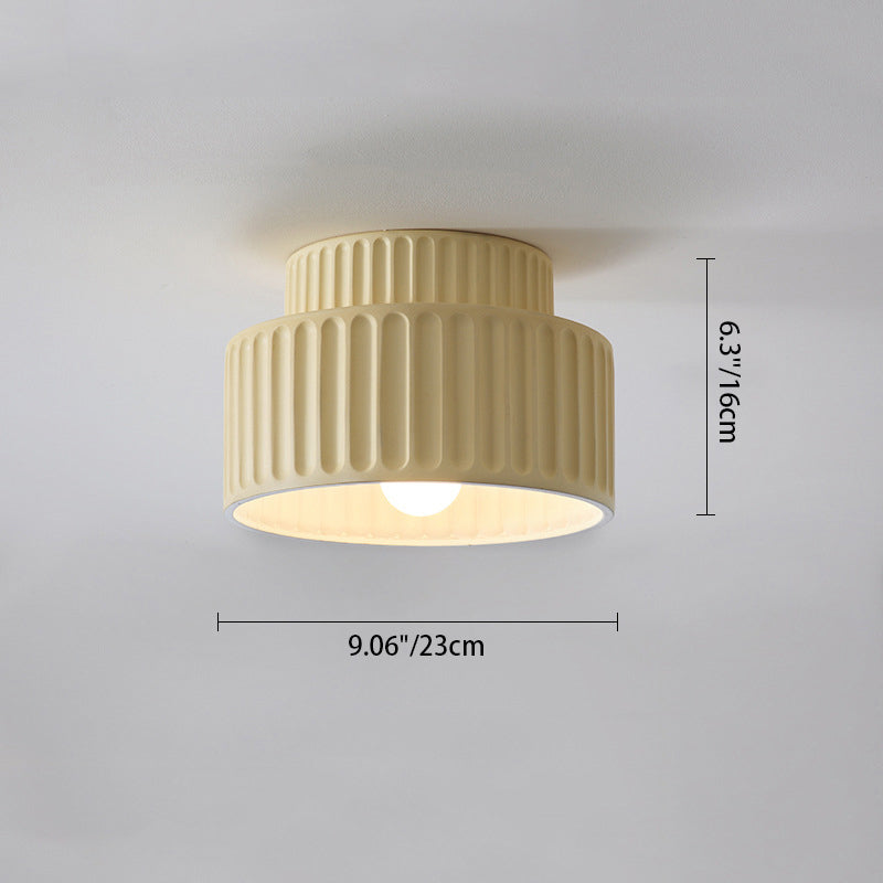 Modern Minimalist Round Resin 1-Light Semi-Flush Mount Ceiling Light For Living Room