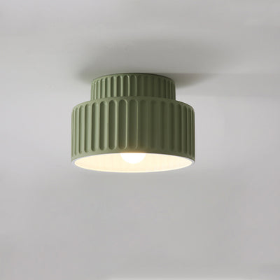 Modern Minimalist Round Resin 1-Light Semi-Flush Mount Ceiling Light For Living Room