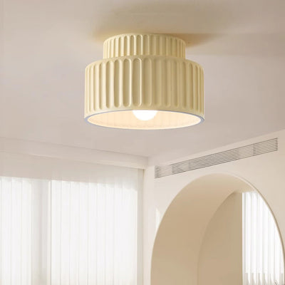 Modern Minimalist Round Resin 1-Light Semi-Flush Mount Ceiling Light For Living Room