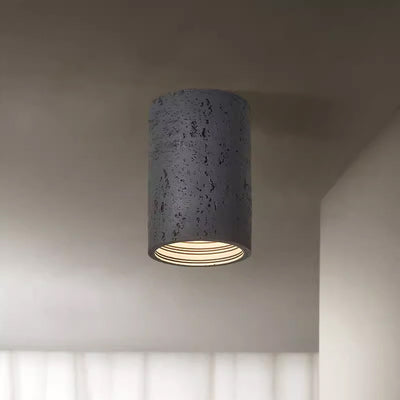 Traditional Japanese Column Iron Resin LED Flush Mount Ceiling Light For Living Room