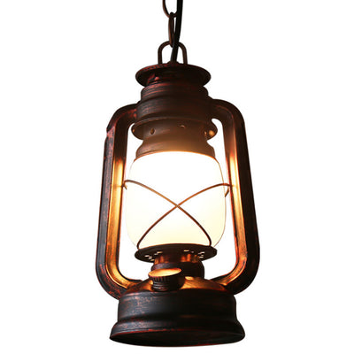 Contemporary Industrial Cylinder Iron Glass 1-Light Pendant Light For Living Room