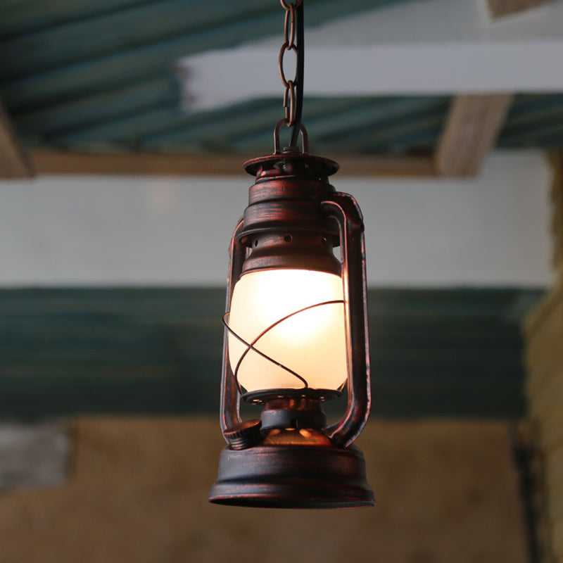 Contemporary Industrial Cylinder Iron Glass 1-Light Pendant Light For Living Room