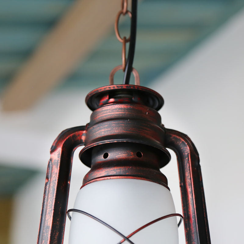 Contemporary Industrial Cylinder Iron Glass 1-Light Pendant Light For Living Room