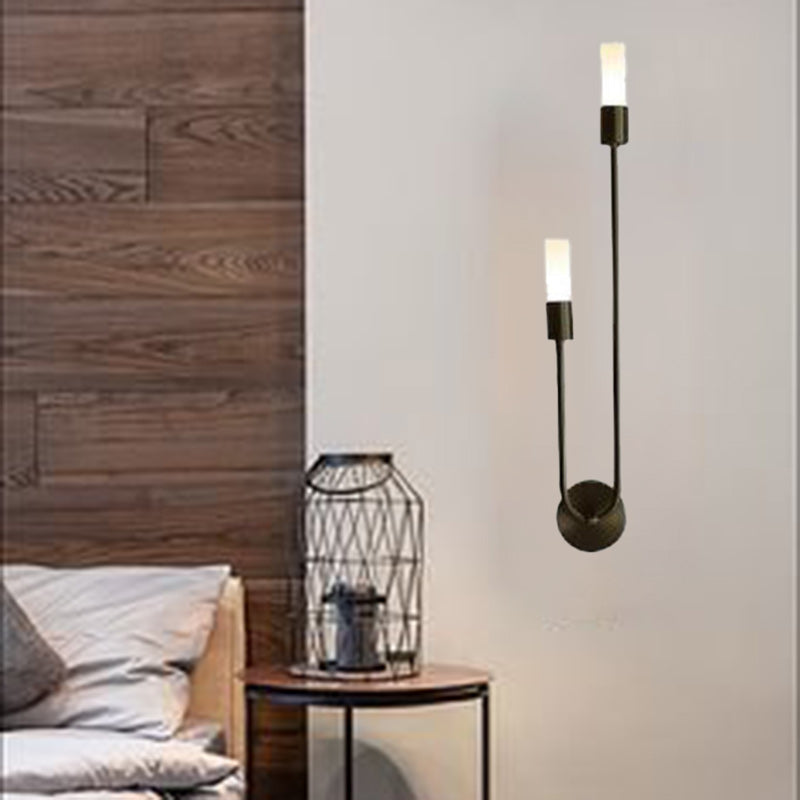 Modern Transitional Column Iron Acrylic 2-Light Wall Sconce Lamp For Living Room