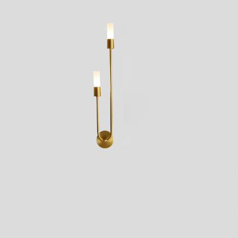 Modern Transitional Column Iron Acrylic 2-Light Wall Sconce Lamp For Living Room