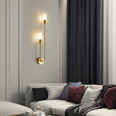 Modern Transitional Column Iron Acrylic 2-Light Wall Sconce Lamp For Living Room