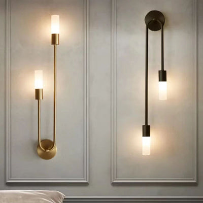 Modern Transitional Column Iron Acrylic 2-Light Wall Sconce Lamp For Living Room