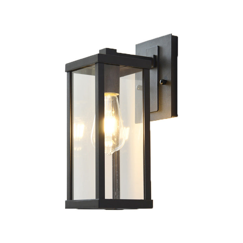 Contemporary Industrial Rectangular Iron Glass 1-Light Wall Sconce Lamp For Living Room