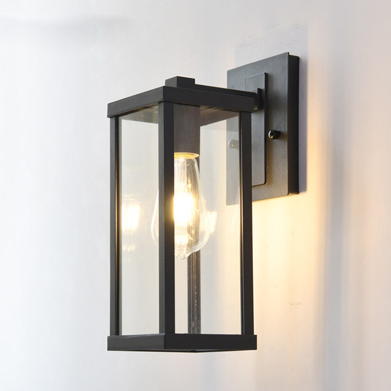 Contemporary Industrial Rectangular Iron Glass 1-Light Wall Sconce Lamp For Living Room