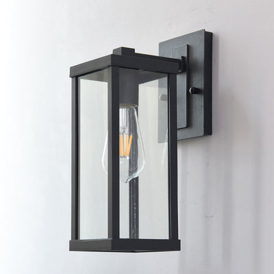 Contemporary Industrial Rectangular Iron Glass 1-Light Wall Sconce Lamp For Living Room