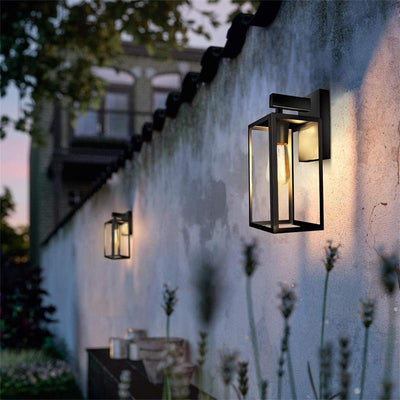 Contemporary Industrial Rectangular Iron Glass 1-Light Wall Sconce Lamp For Living Room