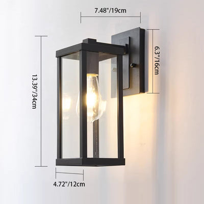 Contemporary Industrial Rectangular Iron Glass 1-Light Wall Sconce Lamp For Living Room