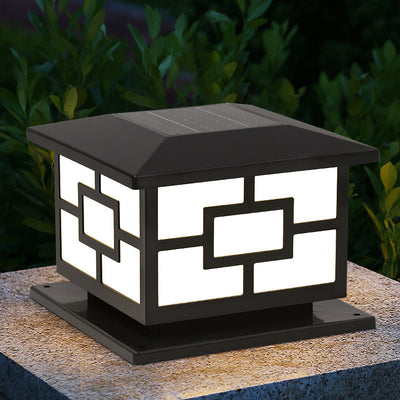 Contemporary Industrial ABS Cube LED Waterproof Solar Post Lamp For Outdoor Patio