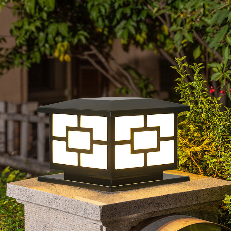 Contemporary Industrial ABS Cube LED Waterproof Solar Post Lamp For Outdoor Patio