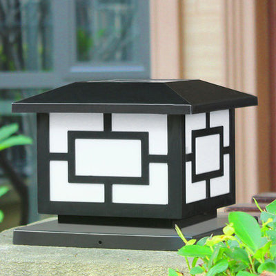 Contemporary Industrial ABS Cube LED Waterproof Solar Post Lamp For Outdoor Patio