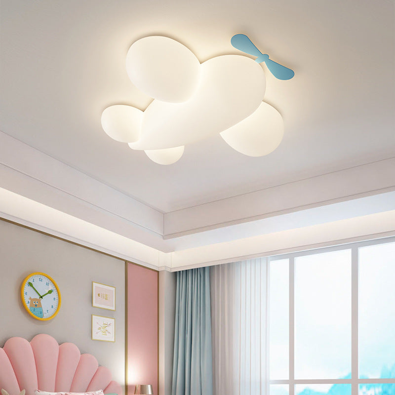 Contemporary Creative Kids Airplane Iron Plastic LED Flush Mount Ceiling Light For Bedroom