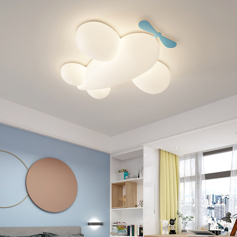 Contemporary Creative Kids Airplane Iron Plastic LED Flush Mount Ceiling Light For Bedroom