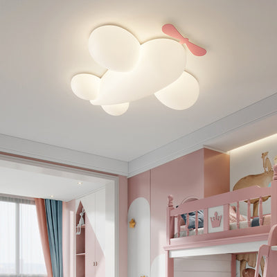 Contemporary Creative Kids Airplane Iron Plastic LED Flush Mount Ceiling Light For Bedroom