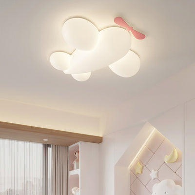 Contemporary Creative Kids Airplane Iron Plastic LED Flush Mount Ceiling Light For Bedroom