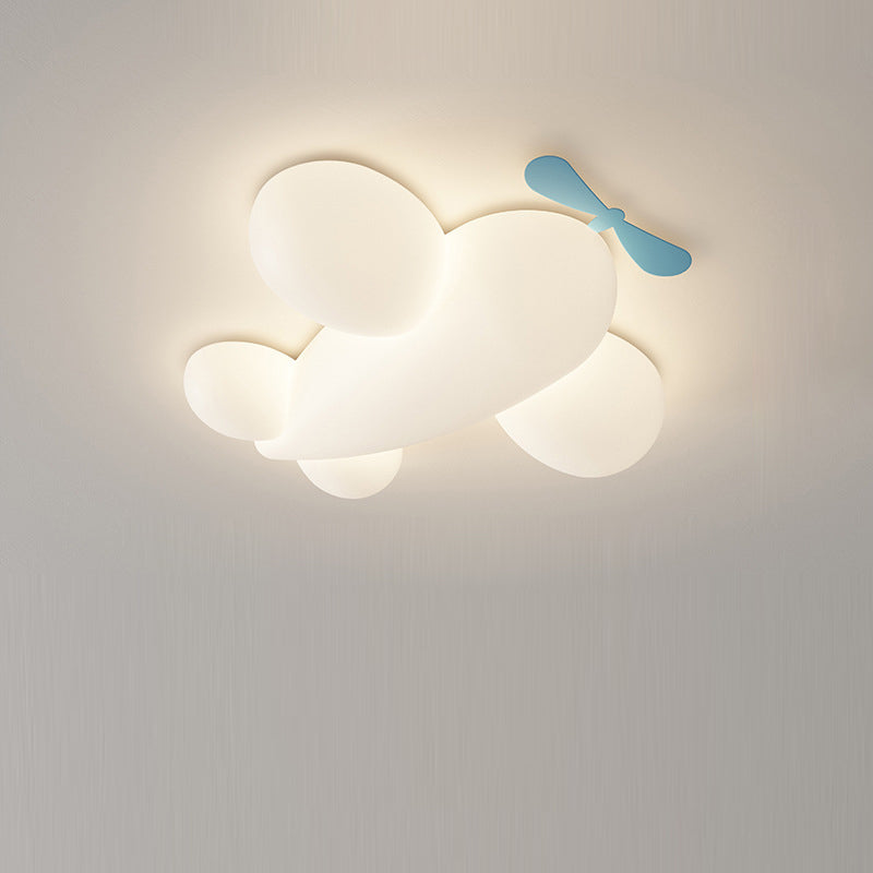 Contemporary Creative Kids Airplane Iron Plastic LED Flush Mount Ceiling Light For Bedroom