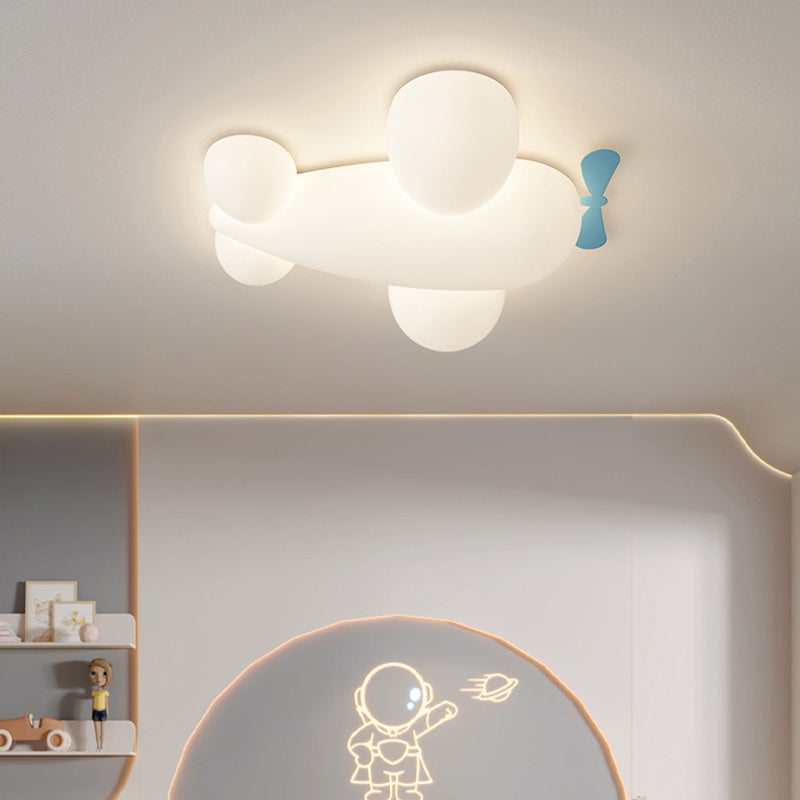 Contemporary Creative Kids Airplane Iron Plastic LED Flush Mount Ceiling Light For Bedroom