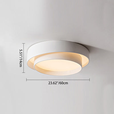 Contemporary Nordic Concentric Circle Iron Acrylic LED Flush Mount Ceiling Light For Bedroom