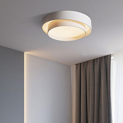 Contemporary Nordic Concentric Circle Iron Acrylic LED Flush Mount Ceiling Light For Bedroom