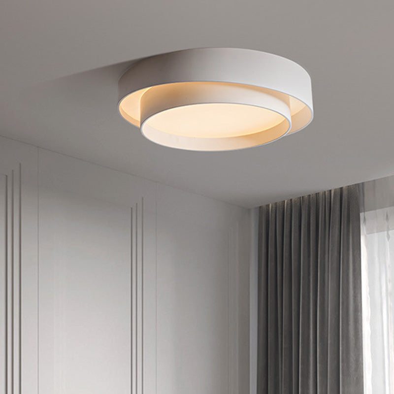 Contemporary Nordic Concentric Circle Iron Acrylic LED Flush Mount Ceiling Light For Bedroom