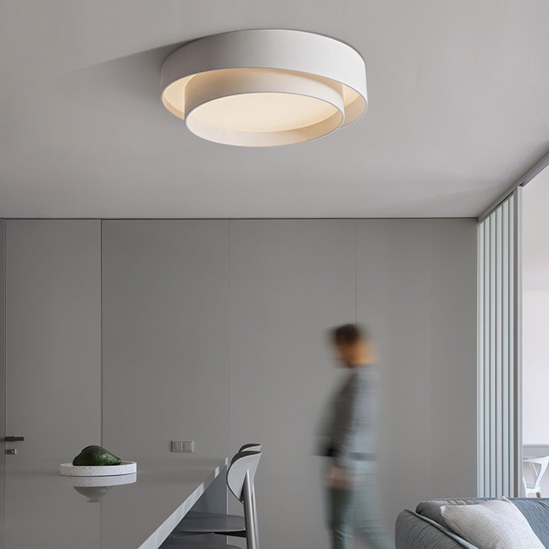 Contemporary Nordic Concentric Circle Iron Acrylic LED Flush Mount Ceiling Light For Bedroom