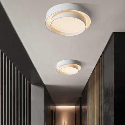 Contemporary Nordic Concentric Circle Iron Acrylic LED Flush Mount Ceiling Light For Bedroom