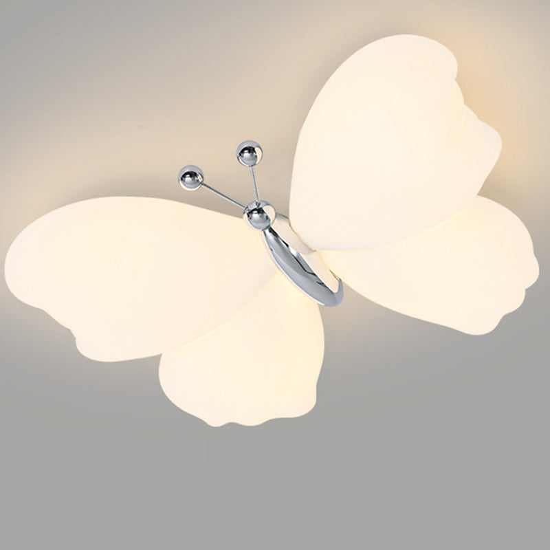 Contemporary Creative Butterfly Iron Plastic LED Flush Mount Ceiling Light For Bedroom