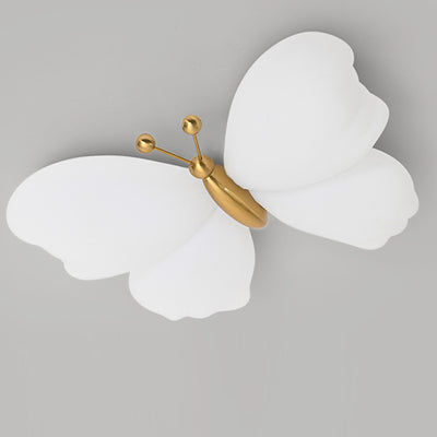 Contemporary Creative Butterfly Iron Plastic LED Flush Mount Ceiling Light For Bedroom