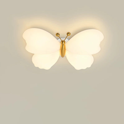 Contemporary Creative Butterfly Iron Plastic LED Flush Mount Ceiling Light For Bedroom