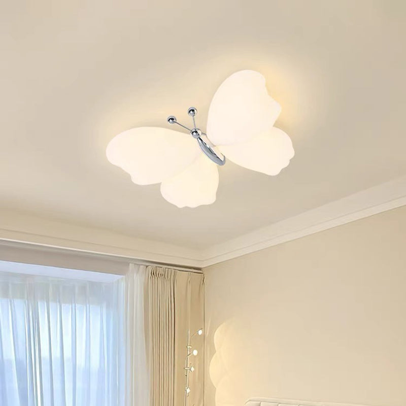 Contemporary Creative Butterfly Iron Plastic LED Flush Mount Ceiling Light For Bedroom